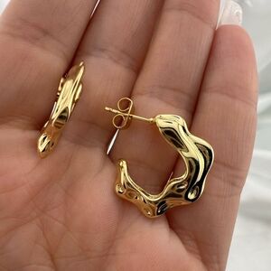 Zara 18k Gold Color Plated Wave Hoop Earrings